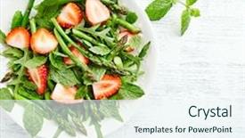  Presentation with diet low carb concept healthy - Audience pleasing slide deck consisting of low carb - green asparagus and strawberry salad backdrop and a sky blue colored foreground