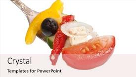  Presentation with greek - Colorful slide deck enhanced with low carb - healthy greek salad backdrop and a  colored foreground