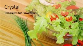  Presentation with salad - Colorful slide deck enhanced with low carb - image of vegetables in salad backdrop and a  colored foreground