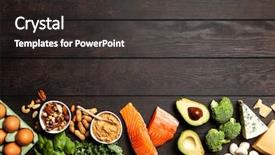  Presentation with diet low carb - Beautiful PPT theme featuring low carb - keto diet food ingredients backdrop and a dark gray colored foreground
