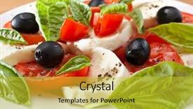  Presentation with classic - Slide deck with low carb - plate of classic caprese salad background and a yellow colored foreground