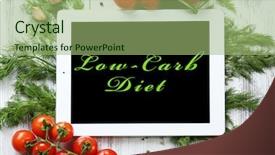  Presentation with diet low carb - Beautiful PPT layouts featuring free healthcare templates - low-carb diet on tablet pc backdrop and a seafoam green colored foreground