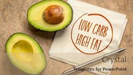  Presentation with diet low carb concept healthy - Presentation theme enhanced with low-carb-high-fat-keto background and a coral colored foreground