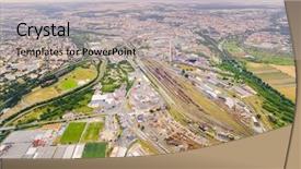  Presentation with industrial zone - PPT theme featuring industrial zone and technology background and a mint green colored foreground