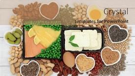  Presentation with dairy - Theme consisting of low-cholesterol-healthy-heart-food background and a coral colored foreground