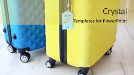  Presentation with airlines - Presentation theme consisting of low cost airlines - tag on heavy suitcase luggage background and a yellow colored foreground