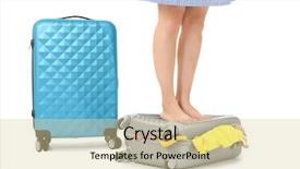  Presentation with wolf pack - Beautiful PPT layouts featuring low cost airlines - young woman trying to pack backdrop and a blonde colored foreground