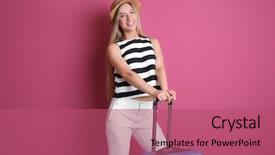  Presentation with suitcase - Presentation theme consisting of low cost airlines - young woman with suitcase background and a coral colored foreground