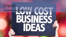  Presentation with business card - Beautiful slide deck featuring low cost business ideas card backdrop and a  colored foreground
