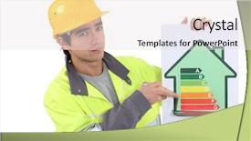  Presentation with rating - Audience pleasing presentation consisting of low cost housing - builder with an energy rating backdrop and a white colored foreground