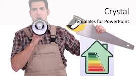  Presentation with rating - PPT theme consisting of low cost housing - carpenter with an energy rating background and a white colored foreground
