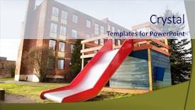  Presentation with africa jungle - Slide deck featuring low cost housing - playground slide and jungle gym background and a sky blue colored foreground