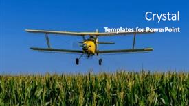  Presentation with crop duster - Presentation design featuring low-flying-crop-duster-combats and a teal colored foreground