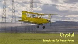  Presentation with aircraft braking - PPT theme with low flying crop spraying aircraft background and a tawny brown colored foreground
