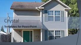  Presentation with green house - Amazing slide deck having low income house with green backdrop and a teal colored foreground