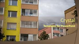  Presentation with low back - PPT layouts enhanced with low-income-neighbourhood-residentail-buildings background and a coral colored foreground