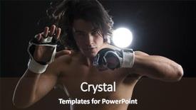  Presentation with boxer - Cool new slides with low key - bare chested young malaysian boxer backdrop and a tawny brown colored foreground