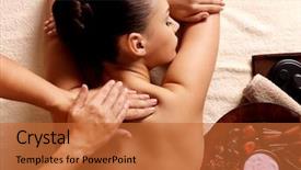  Presentation with masseur doing massage spa - Presentation theme with low key - masseur doing massage on woman background and a red colored foreground