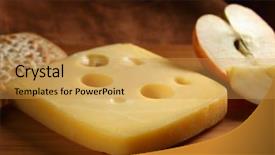  Presentation with danish - Presentation consisting of low key - slice of danish jarlsberg cheese background and a  colored foreground