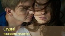  Presentation with cctv camera or surveillance system - PPT theme featuring low key - young woman looking at camera background and a tawny brown colored foreground