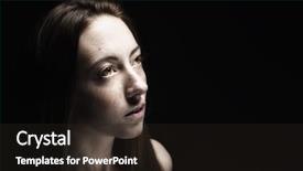  Presentation with black woman - Presentation theme enhanced with low key desaturated portrait background and a dark gray colored foreground