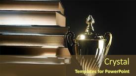  Presentation with stack books - Beautiful slides featuring low-key-image-of-trophy backdrop and a tawny brown colored foreground