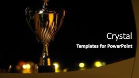  Presentation with triangle mosaic low polygonal abstract - Audience pleasing theme consisting of low-key-image-of-trophy backdrop and a black colored foreground