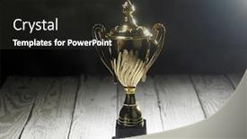  Presentation with golden lights - Colorful slide deck enhanced with low-key-of-golden-trophies backdrop and a dark gray colored foreground