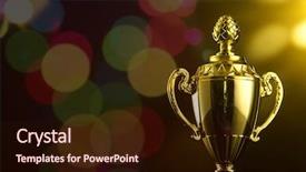  Presentation with trophy - PPT theme featuring low key of trophy background and a wine colored foreground