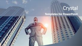  Presentation with business and politics - Amazing PPT layouts having low power - he is business giant backdrop and a  colored foreground