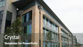  Presentation with rise - Slide set consisting of low rise office building background and a tawny brown colored foreground