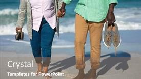  Presentation with senior couple - Presentation theme featuring low-section-of-a-senior background and a coral colored foreground