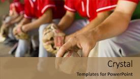  Presentation with baseball team - Theme featuring low section of baseball team background and a coral colored foreground