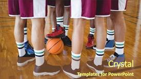  Presentation with basketball players - Cool new PPT theme with low section of basketball players backdrop and a tawny brown colored foreground