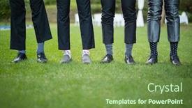  Presentation with best - Beautiful PPT theme featuring low section of best man standing on grass in garden backdrop and a seafoam green colored foreground