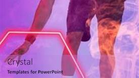  Presentation with hexagon - Theme consisting of low-section-of-biracial-basketball background and a light blue colored foreground