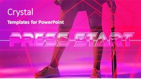  Presentation with press - Presentation design having low-section-of-biracial-female background and a purple colored foreground