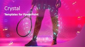  Presentation with female sport - PPT theme enhanced with low-section-of-biracial-female background and a purple colored foreground