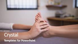  Presentation with foot massage - Presentation theme with low section of boy receiving background and a coral colored foreground