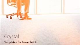  Presentation with office chair - Audience pleasing PPT layouts consisting of low section of businessman sitting on office chair backdrop and a lemonade colored foreground