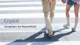  Presentation with walking - Beautiful presentation featuring low section of couple walking on crosswalk backdrop and a sky blue colored foreground