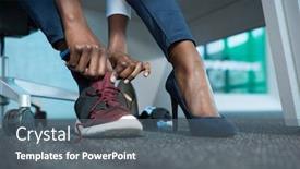  Presentation with executive - Colorful presentation design enhanced with low-section-of-executive-wearing backdrop and a gray colored foreground