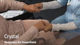  Presentation with patient and nurse holding hands - PPT layouts with low section of female doctor background and a violet colored foreground