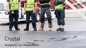  Presentation with runway - Theme featuring aircraft mechanic - low section of ground crew background and a light gray colored foreground