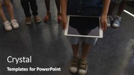  Presentation with elementary - Beautiful slide deck featuring low-section-of-kid-holding backdrop and a dark gray colored foreground