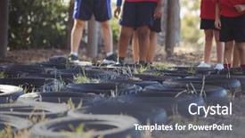  Presentation with boot camp - PPT layouts consisting of low-section of kids standing background and a dark gray colored foreground