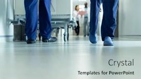  Presentation with hospital bed - PPT theme having low-section-of-legs background and a light gray colored foreground