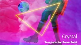  Presentation with blue neon - PPT theme consisting of low-section-of-male-player background and a purple colored foreground