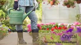  Presentation with greenhouse - Presentation enhanced with low section of man holding background and a coral colored foreground
