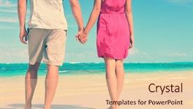  Presentation with hands holding - Theme having low section of multiethnic couple background and a lemonade colored foreground